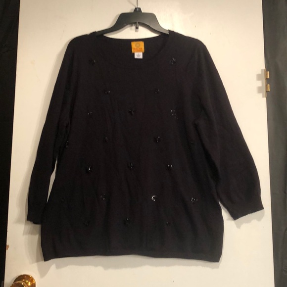 Ruby Rd. sweater Black with embellishments. Size 1X - Picture 7 of 15